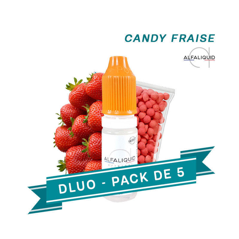 PACK DLUO x5 E-liquides Candy Fraise 10ml - Alfaliquid