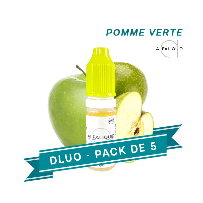 PACK DLUO x5 E-liquides Pomme Verte 10ml - Alfaliquid