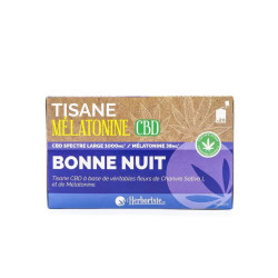 Tisane Mélatonine CBD 1,5mg Bonne Nuit - L'herboriste
 CBD - TISANE   THE   INFUSION   CAFE-Produits