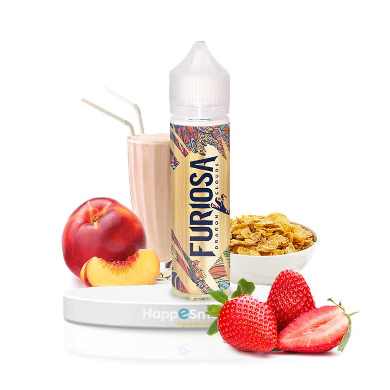 40ML FURIOSA VAPOR - DRAGON CLOUDS 10/90 (milkshake nectarine, coulis fraise, cereales))
