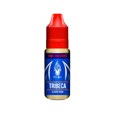 Arôme Concentré Tribeca 10 ml DIY - Halo. Arôme Concentré Tribeca 10 ml DIY flacon transparent avec bouchon rouge et étiquette bleue