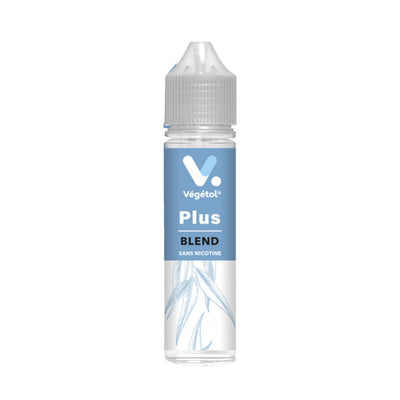 E-liquide Blend 50 ml - Végétol Plus flacon transparent avec étiquette bleue et blanche