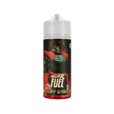 E-liquide Bloody Shigeri 100 ml - Fighter Fuel. E-liquide Bloody Shigeri avec dessin d'un squelette en armure rouge sur fond noir