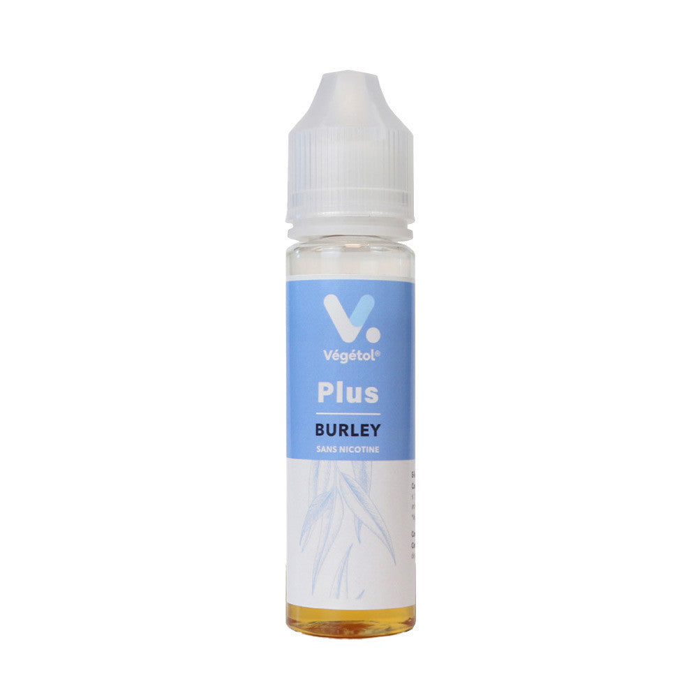 E-liquide Burley 50 ml - Végétol. E-liquide Burley 50 ml - flacon transparent avec étiquette bleue et blanche