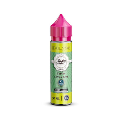 E-liquide Cactus Citron Vert 50 ml - Liquidarom. E-liquide Cactus Citron Vert flacon transparent avec bouchon rose