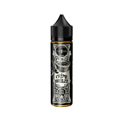 E-liquide Crème Brûlée Végétol 50 ml - Curieux. E-liquide Crème Brûlée Végétol flacon noir avec étiquette illustrée saveur dessert