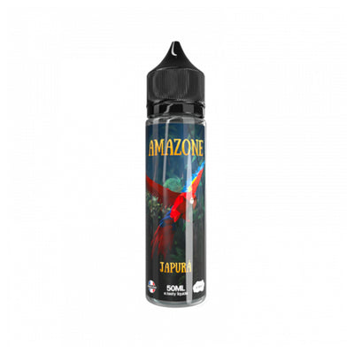 E-liquide Japura 50 ml - Etasty. E-liquide Japura flacon transparent avec étiquette colorée et dessin de perroquet