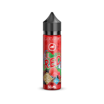 E-liquide Le Red 50 ml - Liquidarom. E-liquide Le Red flacon rouge avec illustrations de fruits rouges