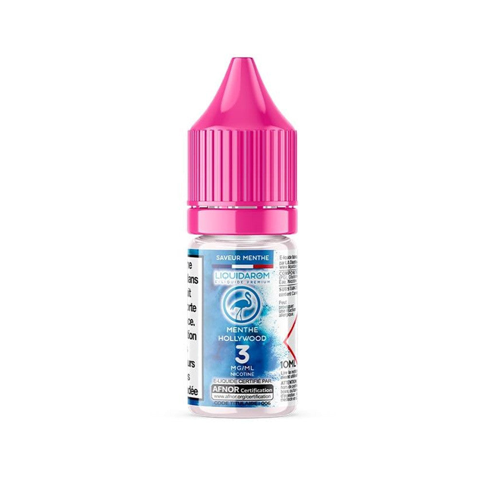E-liquide Menthe Hollywood 10 ml - LiquidArom. E-liquide Menthe Hollywood 10 ml avec flacon transparent et bouchon rose