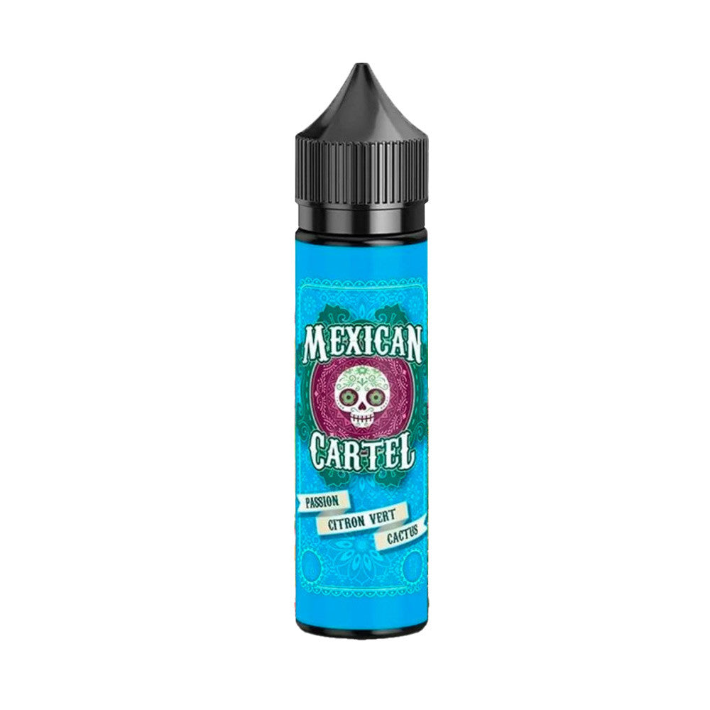 E-liquide Passion citron vert cactus 50 ml - Mexican Cartel. E-liquide Passion citron vert cactus avec flacon bleu et bouchon noir
