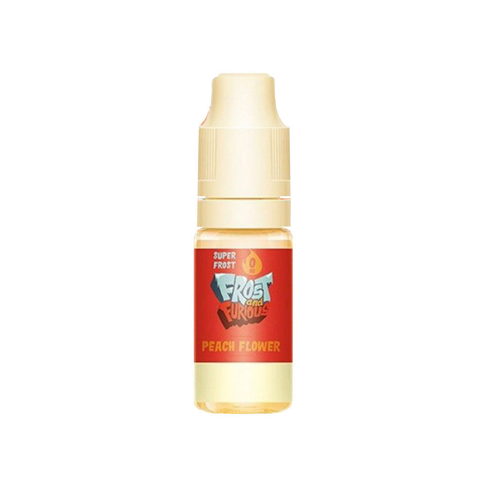 E-liquide Peach Flower 10 ml - Frost & Furious - Pulp. E-liquide Peach Flower avec flacon transparent et étiquette rouge
