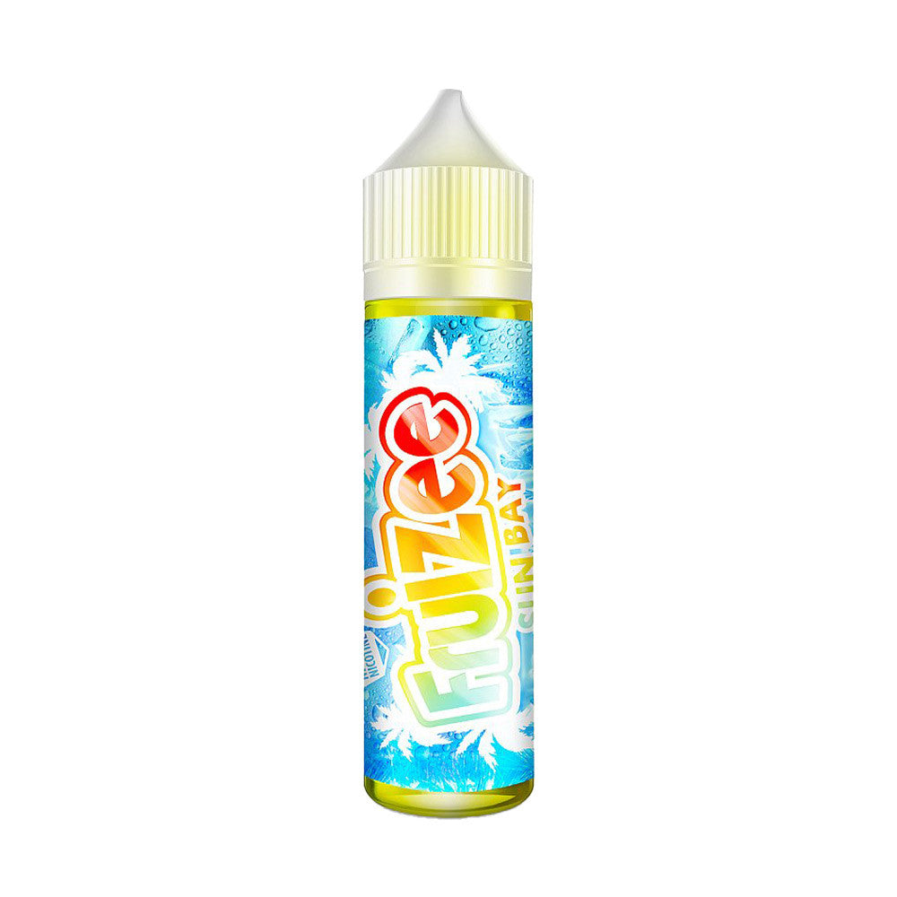 E-liquide Sun Bay 50 ml - Fruizee. E-liquide Sun Bay flacon transparent avec étiquette colorée bleue et orange