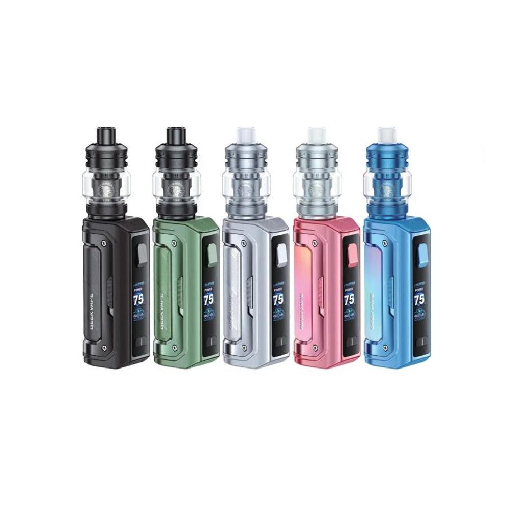 Kit Mini 5 3200mAh - GeekVape. Kit Mini 5 3200mAh - cinq cigarettes électroniques aux couleurs noire, verte, argentée, rose et bleue